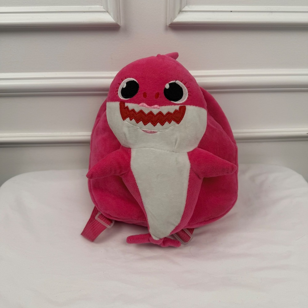 Pink Mommy Shark Plush Backpack Kids Toddler Soft Stuffed Animal Bag Pinkfong